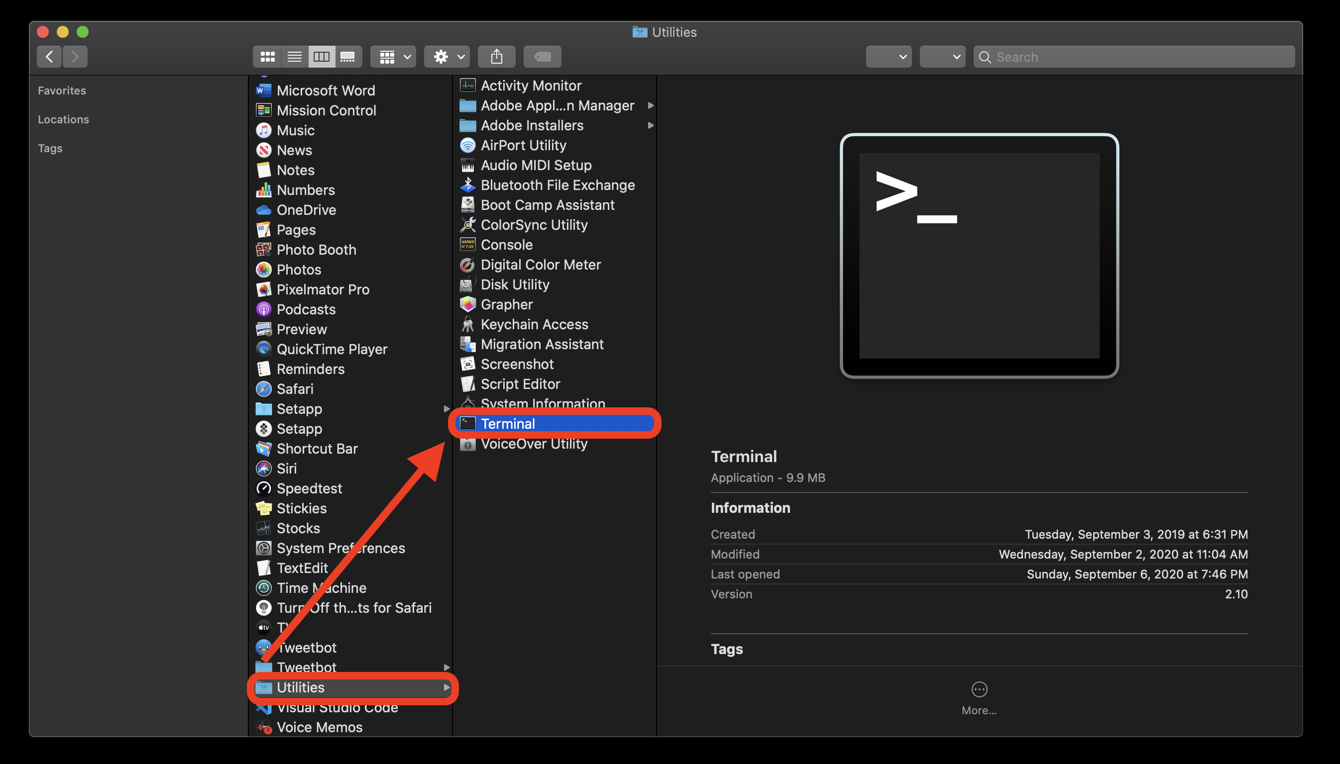 macos terminal window