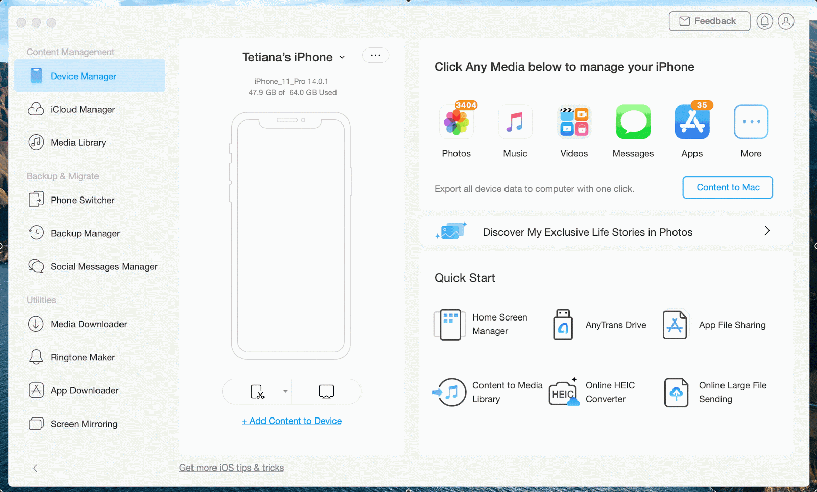 Transfira vídeos do iPhone para o Mac