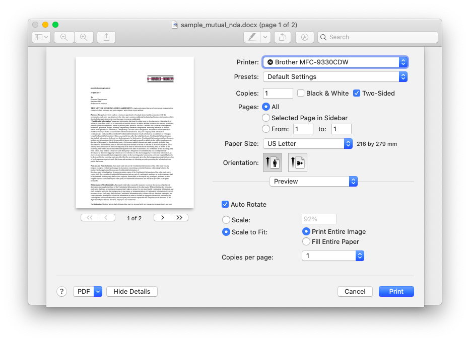 microsoft word mac printing double sided