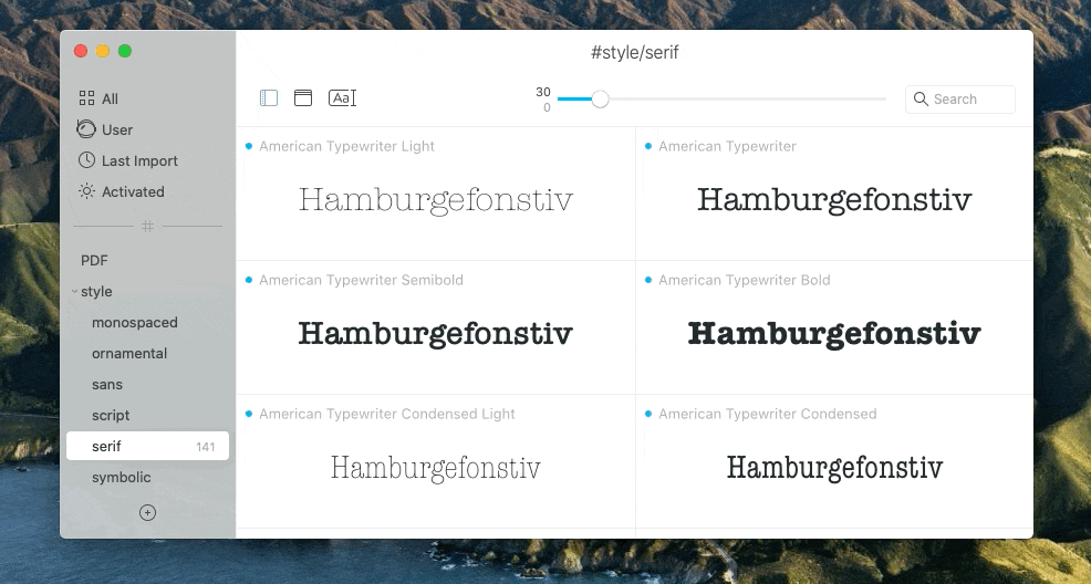 Typeface font manager