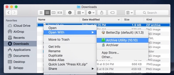 macos archiver vs betterzip