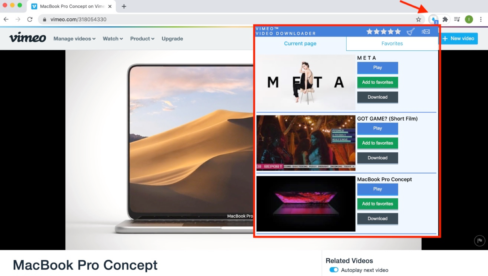 vimeo extension chrome