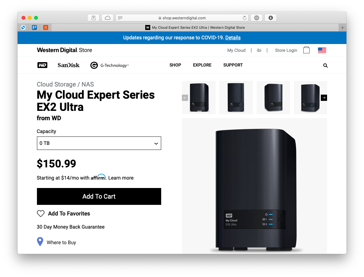 حل التخزين الرقمي من Western Digital My Cloud Expert NAS