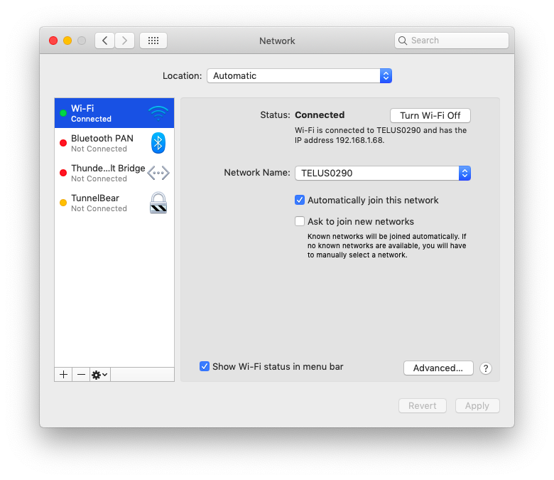 manage wireless network for mac