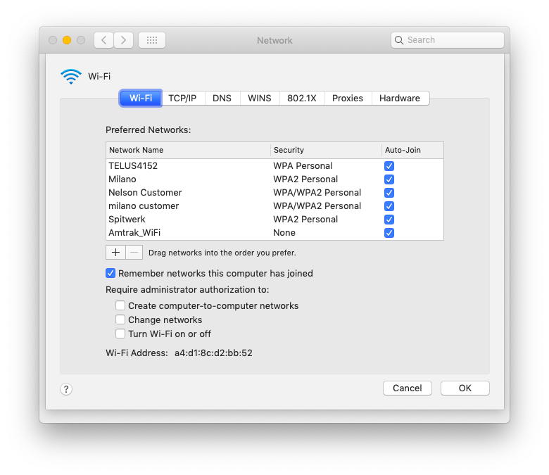 Password for wifi on mac