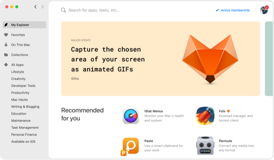 Type words in the search bar. Anything that describes your task.